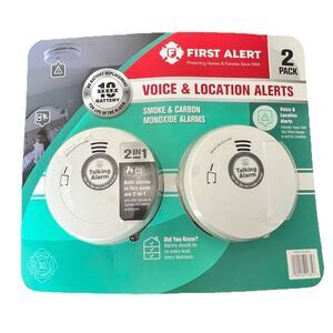 First Alert 2-in-1 Smoke & Carbon Monoxide Alarms with  Voice Alerts  - 2 Pack